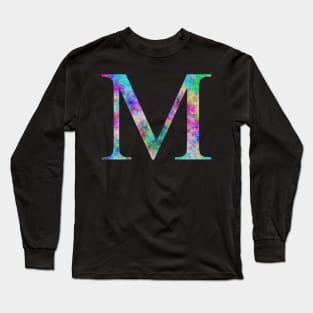 Watercolor Letter M Vibrant Opal Rainbow Long Sleeve T-Shirt